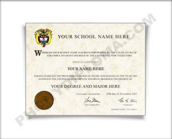Fake Diploma from Colombian University Columbian  D